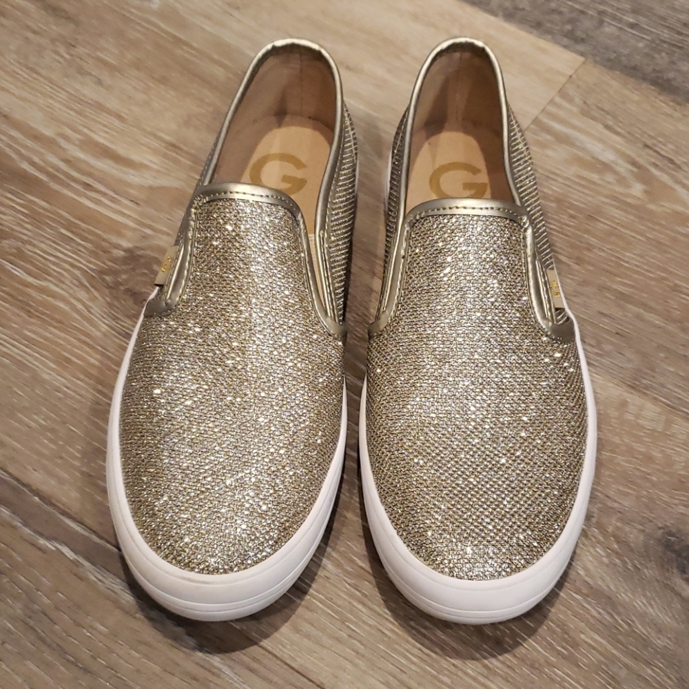 Guess Sparkly Gold Slip On Sneakers